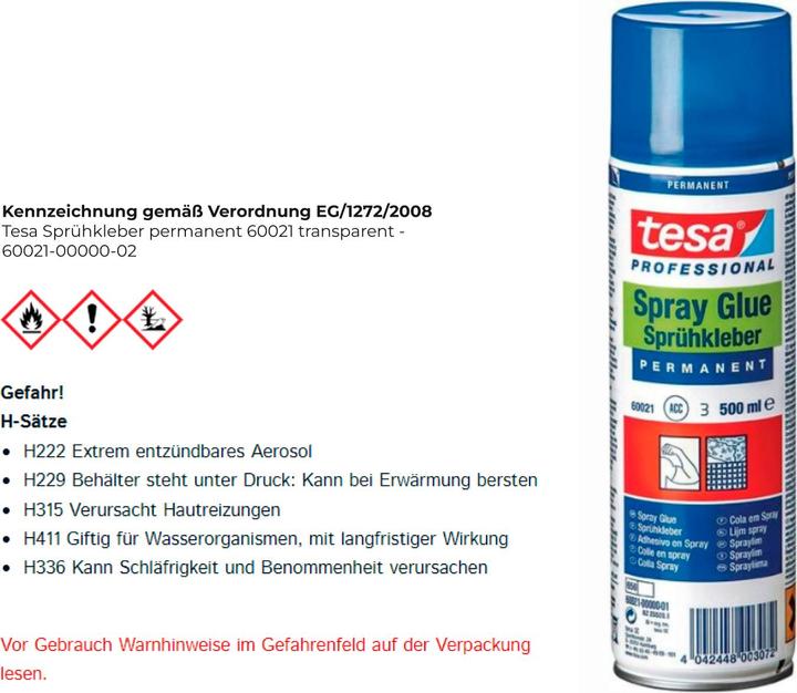 Image du produit tesa Adhésif en spray PERMANENT (475 g, 500 ml)