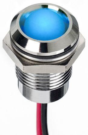 Produktbild RS PRO 14mm prom IP67 sealed chrome LED,blu 24V