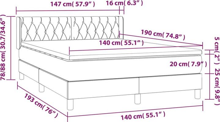 Actual product image vidaXL Boxspringbett (140 x 190 cm)