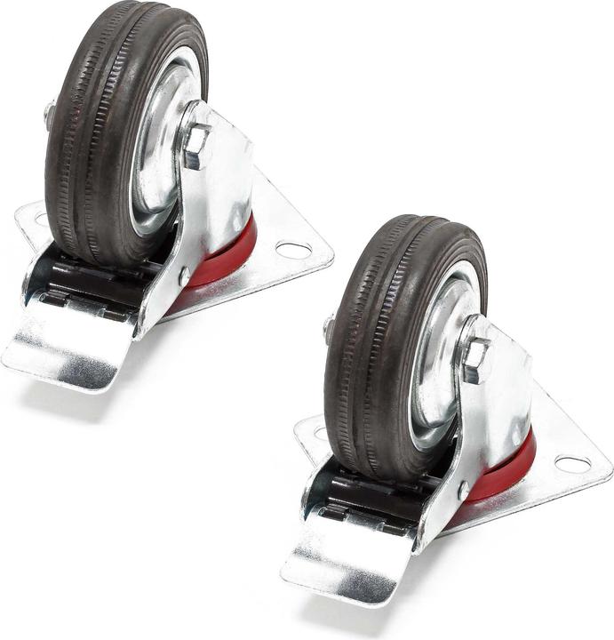 Produktbild Wiltec Doppelstopp-Lenkrolle Set 2x Vollgummirad 75mm 50kg Transportrollen