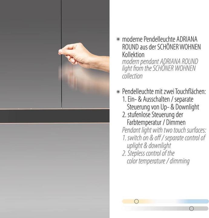 Produktbild Paul Neuhaus LED Pendelleuchte SW ADRIANA ROUND dimmbar Lichttemperaturwechsel höhenverstellbar (5760 lm)