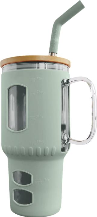 Produktbild Gewürzladen Näfels Glasbecher mit Strohhalm & Bambusdeckel (0.96 l)