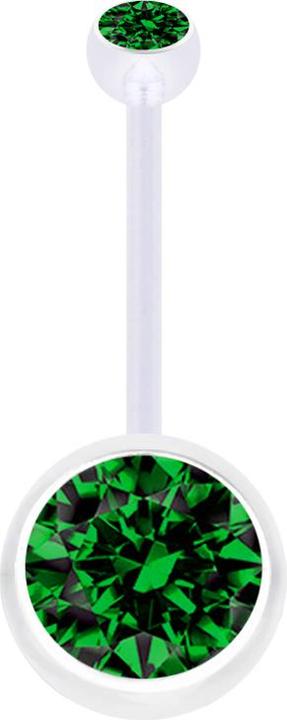 Image du produit Star Piercing Banane grossesse transparente avec deux boules cristal grand vert (sans laiton, Matières plastiques)