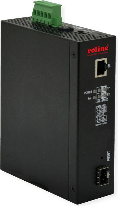 Actual product image Roline Industrial converter Gigabit Ethernet - Dual Speed 100/1000 Fibre, with PoE function