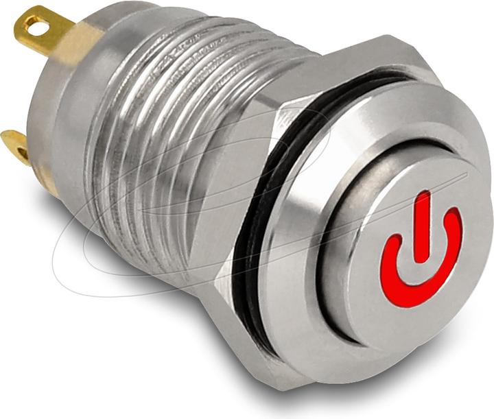 Actual product image Delock Pushbutton for installation 12 mm 4 x solder connection LED red