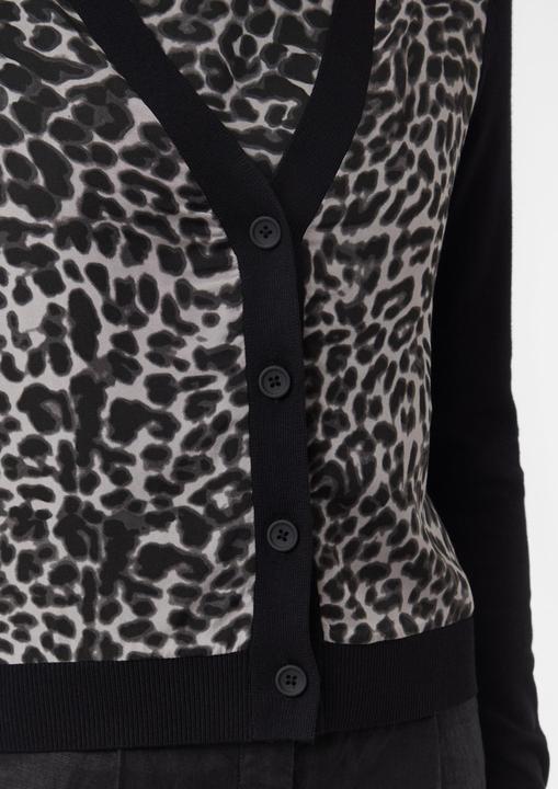 Produktbild Comma Strickjacke Cardigan im Materialmix mit Leo-Print (40)