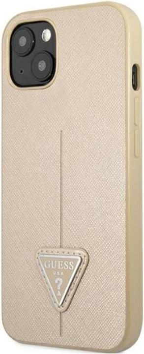 Actual product image Guess GUHCP14MPSATLE iPhone 14 Plus 6.7" beżowy/beige hardcase SaffianoTriangle Logo (Apple iPhone 15 Plus, Apple iPhone 14 Plus)