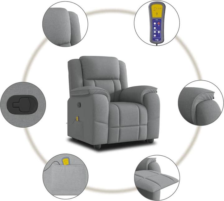 Immagine prodotto VidaXL Poltrona massaggiante in tessuto grigio chiaro poltrona TV massaggiante