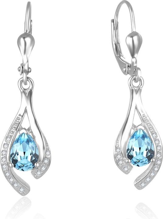 Actual product image Beneto Gorgeous silver earrings with light blue zircons AGUC2693-T
