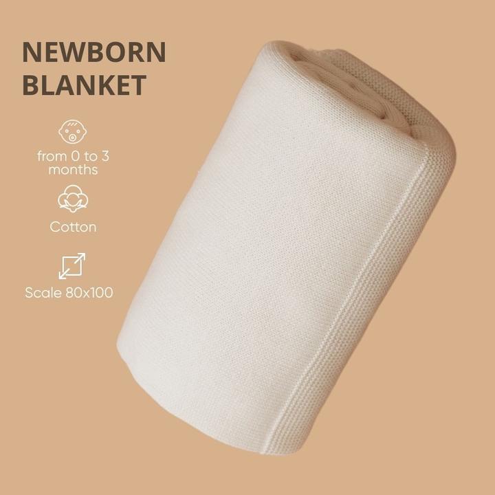 Immagine prodotto Zero.99 Gesstrickte Decke, 100 % Baumwolle (100 x 80 cm)