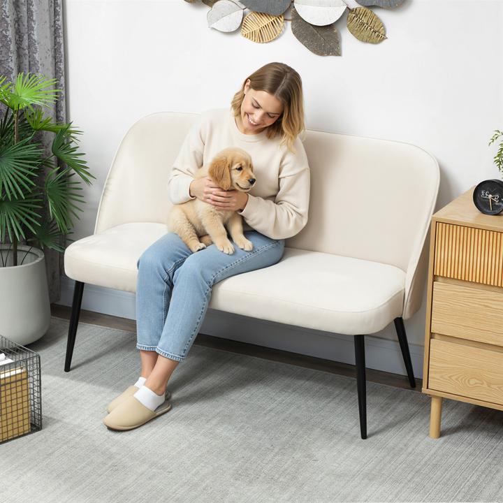 Image du produit Homcom Sofa Polyester, Metall Beige (2 places)