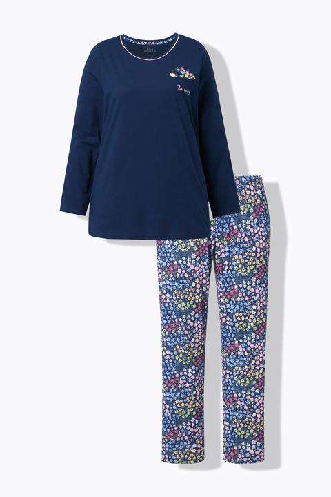 Produktbild Ulla Popken Pyjama, Blüten, Rundhals, Langarm (58)