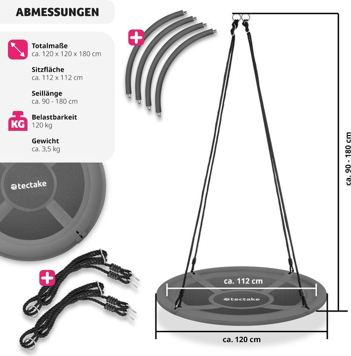 Image du produit tectake Swayer Nest Swing, hauteur réglable, 300 kg