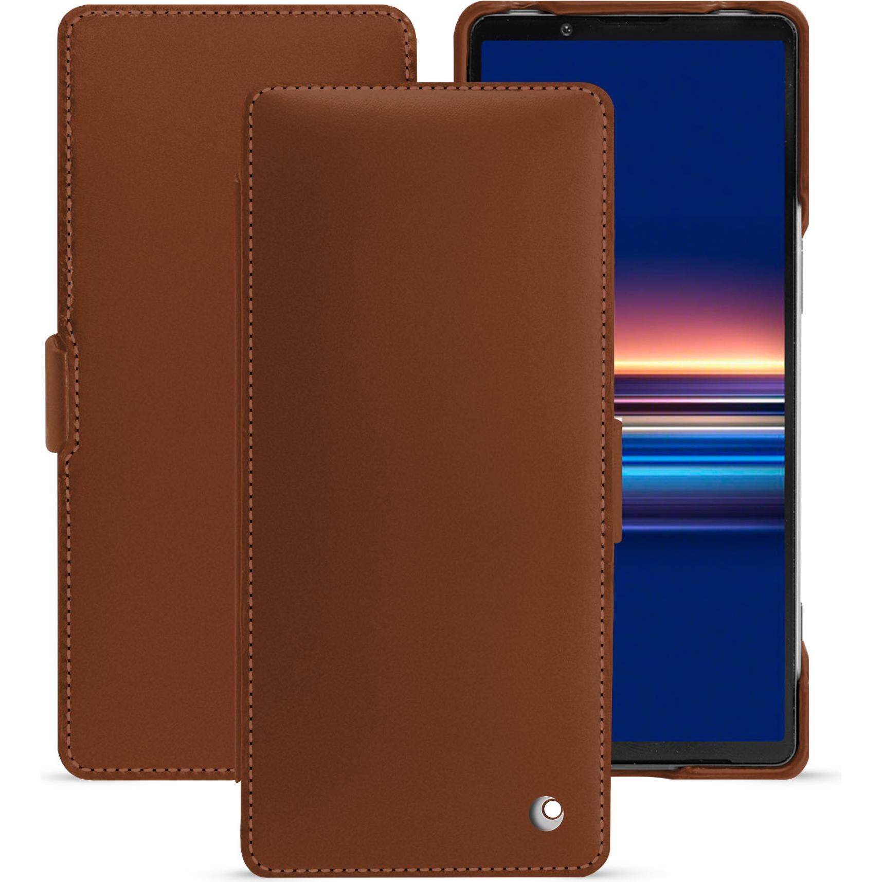 Noreve Lederschutzhülle horizontal (Sony Xperia 5 V), Smartphone Hülle, Braun