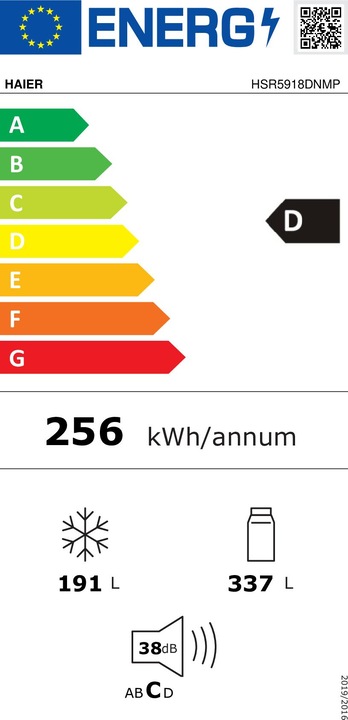 Etichetta energetica Haier HSR5918DNMP (191 l)