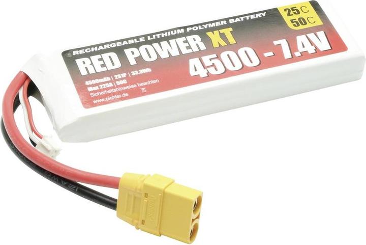 Immagine prodotto Red Power Modellbau-Akkupack LiPo 7.4 V 4500 mAh 25 C Softcase XT90 (7.40 V, 4500 mAh)