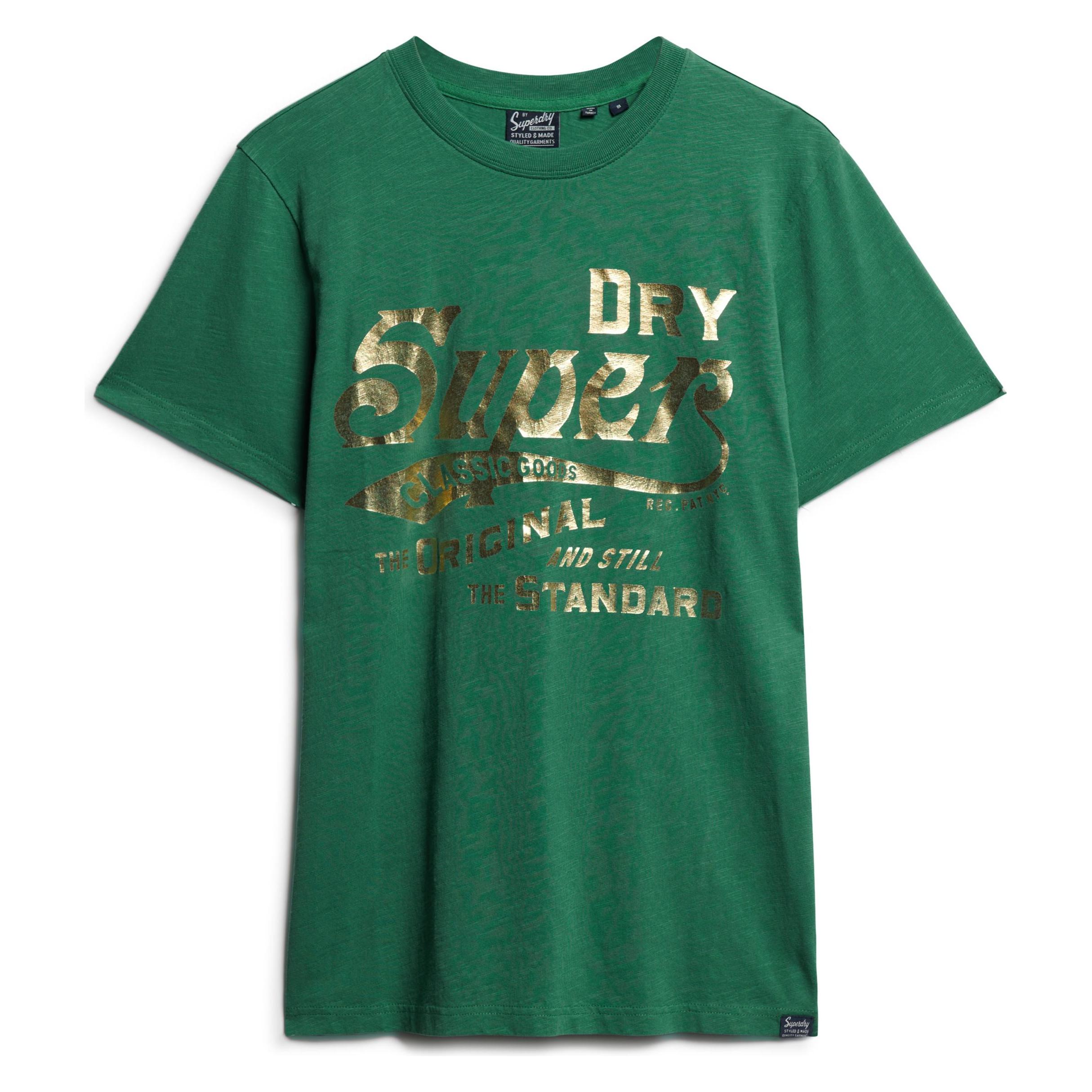 Superdry, Herren, Shirts, Workwear T-Shirt Mit Metallic-Grafik, Grün, (Xl)