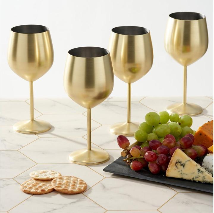 Immagine prodotto Oak & Steel Edelstahl Weingläser Gold Matt 2er-Set (50 cl, 2 Occhiali, Set di bicchieri da vino)