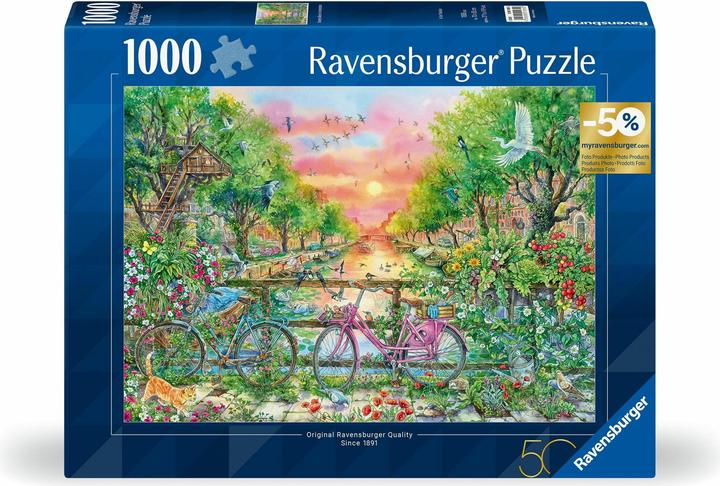 Actual product image Ravensburger Puzzle 12001089- Dreamy bicycles in Amsterdam - 1000 piece jigsaw puzzle for adults (1000 pieces)