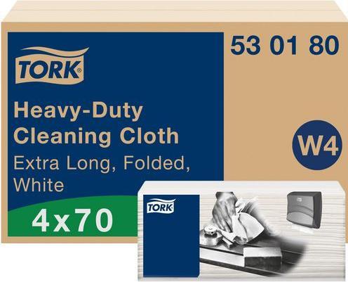 Actual product image Tork 530180 Strong cleaning cloths 61.5 x 35.5 cm white 1-ply, 4 x 70 pieces/carton, W4 single cloth (4 x)