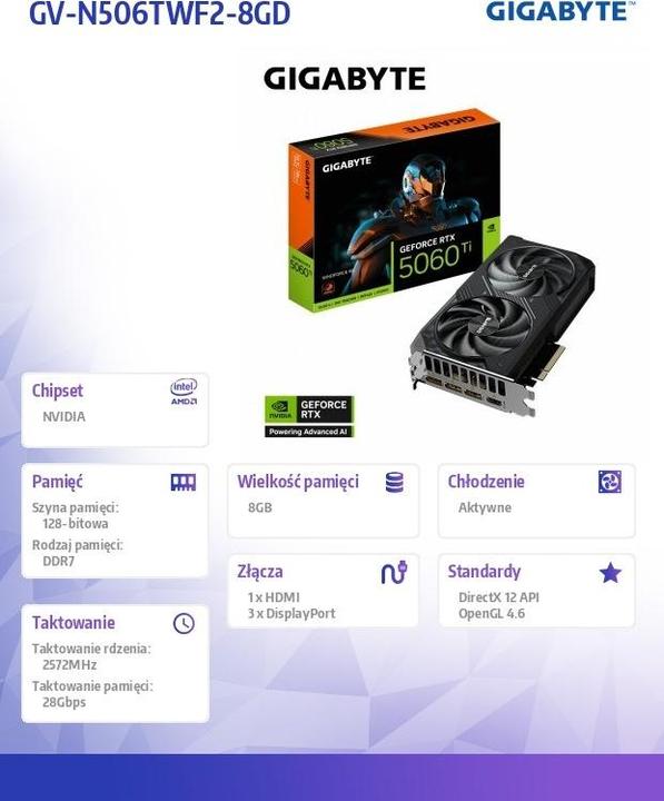 Produktbild Gigabyte GeForce RTX 5060 Ti WINDFORCE (8 GB)