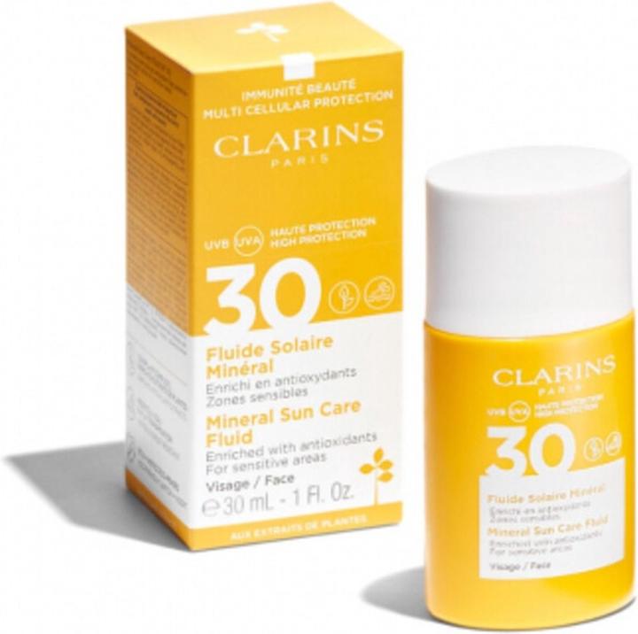 Image du produit Clarins Sun - Fluide Solaire Minéral Visage SPF30 (Crème solaire visage, SPF 30, 30 ml, 62 g)