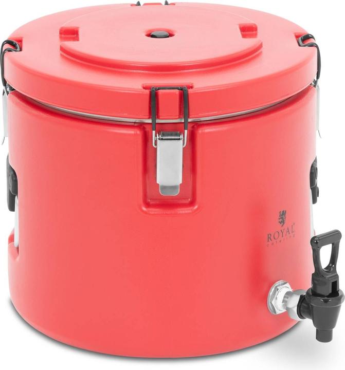 Actual product image Royal Catering Thermobehälter Edelstahl Thermobox Warmhaltebehälter Speisen Ablasshahn 15 L