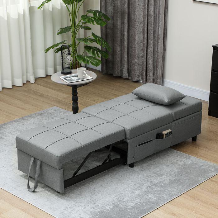 Immagine prodotto Swisshandel24 3-in-1 Schlafsessel mit Bettfunktion, ausziehbares Schlafsofa, Schlafstuhl, bis 150kg, hellgrau