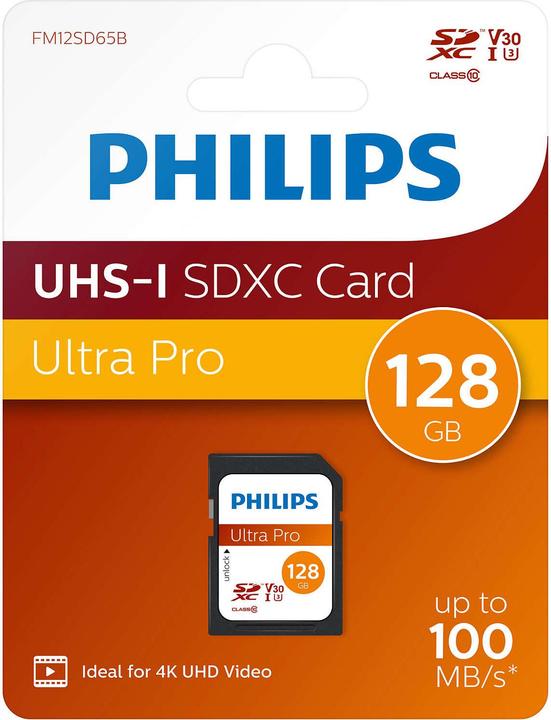 Actual product image Philips SDXC Card 128GB Class 10 UHS-I U3 V30 A1 (128 GB, SDXC, U3, UHS-I)