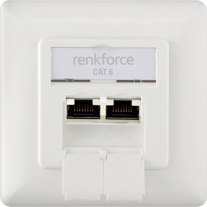 Actual product image Renkforce 2 port CAT 6 RAL9010 flush-mounted network socket