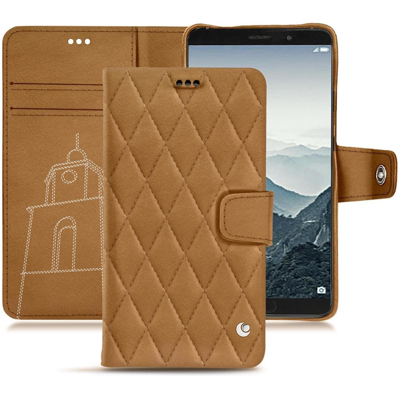 Noreve Lederschutzhülle Wallet (Huawei Mate 10), Smartphone Hülle, Braun