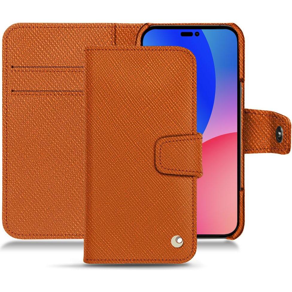 Noreve Lederschutzhülle Wallet (Apple iPhone 14 Pro Max), Smartphone Hülle, Orange