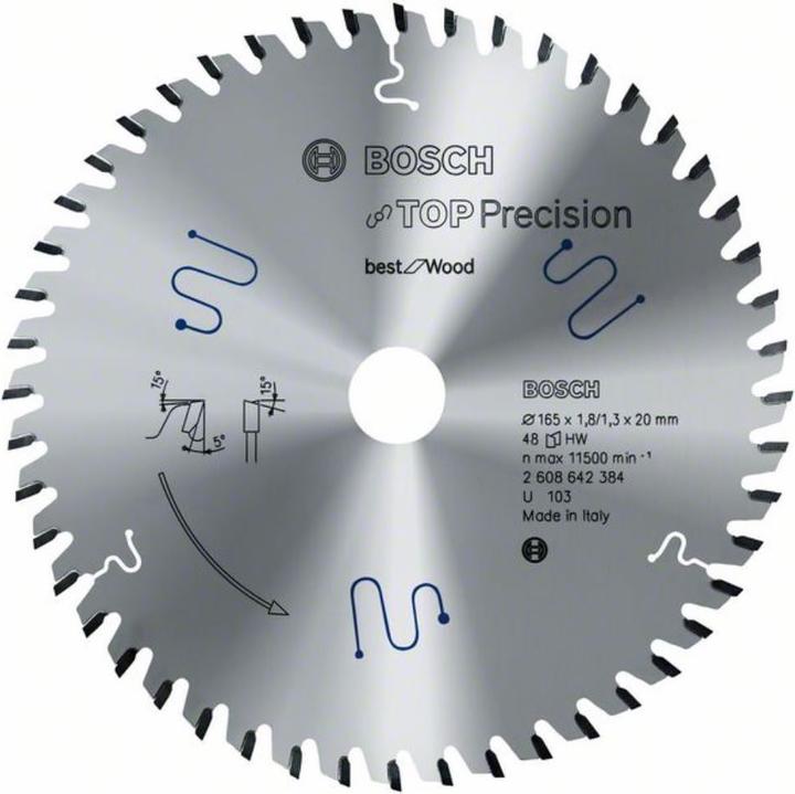 Actual product image Bosch Professional Zubehör Circular saw blade Top Precision Best for Wood, 165 x 20 x 1.8 mm, 48