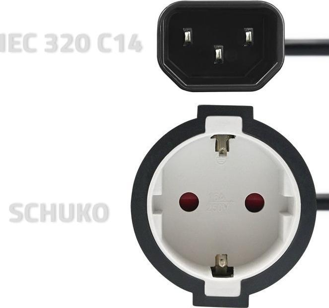 Actual product image Qoltec Adapter IEC 320 C14 SCHUKO 0.15M (C14, CEE 7/4, CEE 7/7)