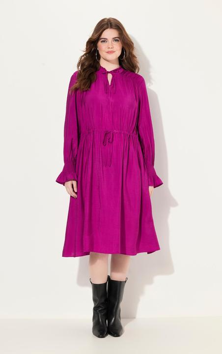 Produktbild Ulla Popken Kleid, A-Linie, Rüschen-Stehkragen, Langarm (54)