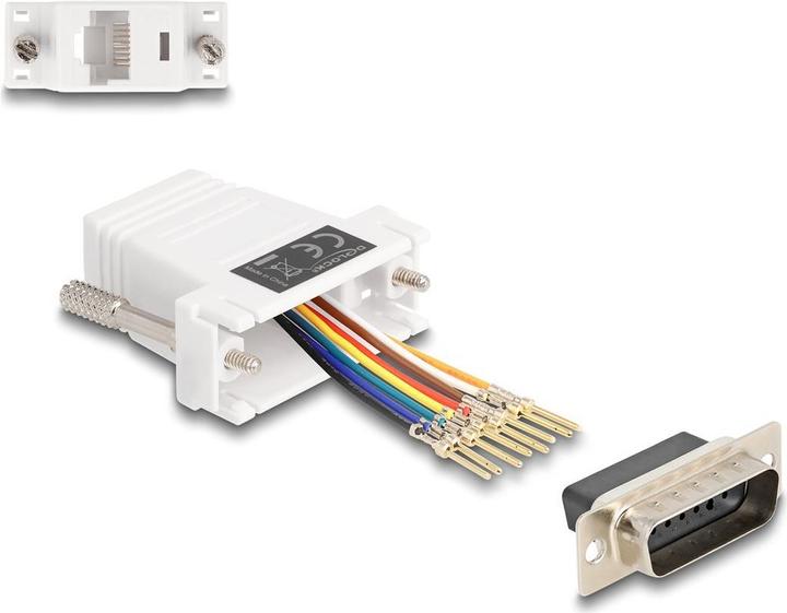 Produktbild Delock D-Sub 15 Pin Stecker zu RJ45 Buchse Montagesatz weiss (0.04 m, VGA)