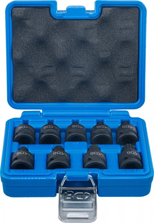 Actual product image BGS Impact bit Socket Set 12.5 mm (1/2") Drive Spline (for XZN) M4 - M16 9 pcs. (12.5 mm)