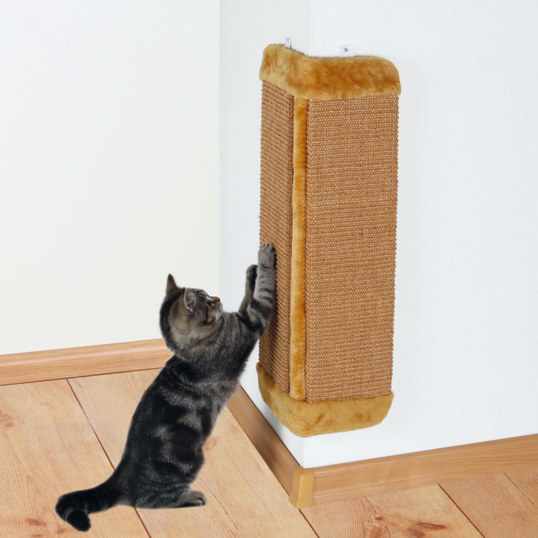 Griffoir d'angle brun 32 x 60 cm, pour chat.