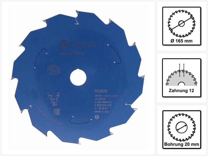 Actual product image Bosch Professional Zubehör Battery circular saw blade Expert for Wood, 165 x 1.5/1 x 20, 12 teeth