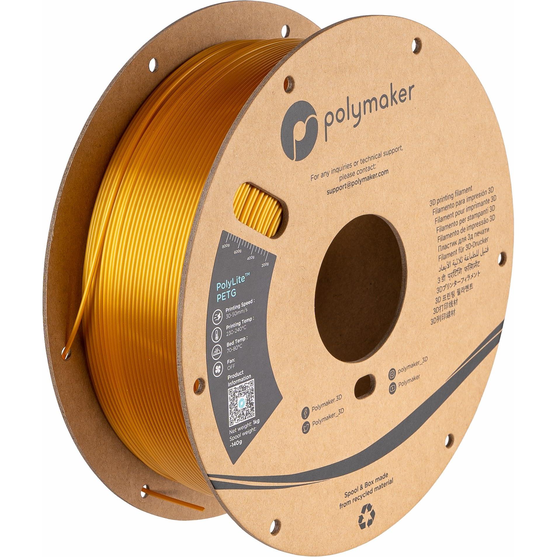 Polymaker PolyLite PETG (PETG, 1.75 mm, 3000 g, Schwarz), 3D Filament, Schwarz