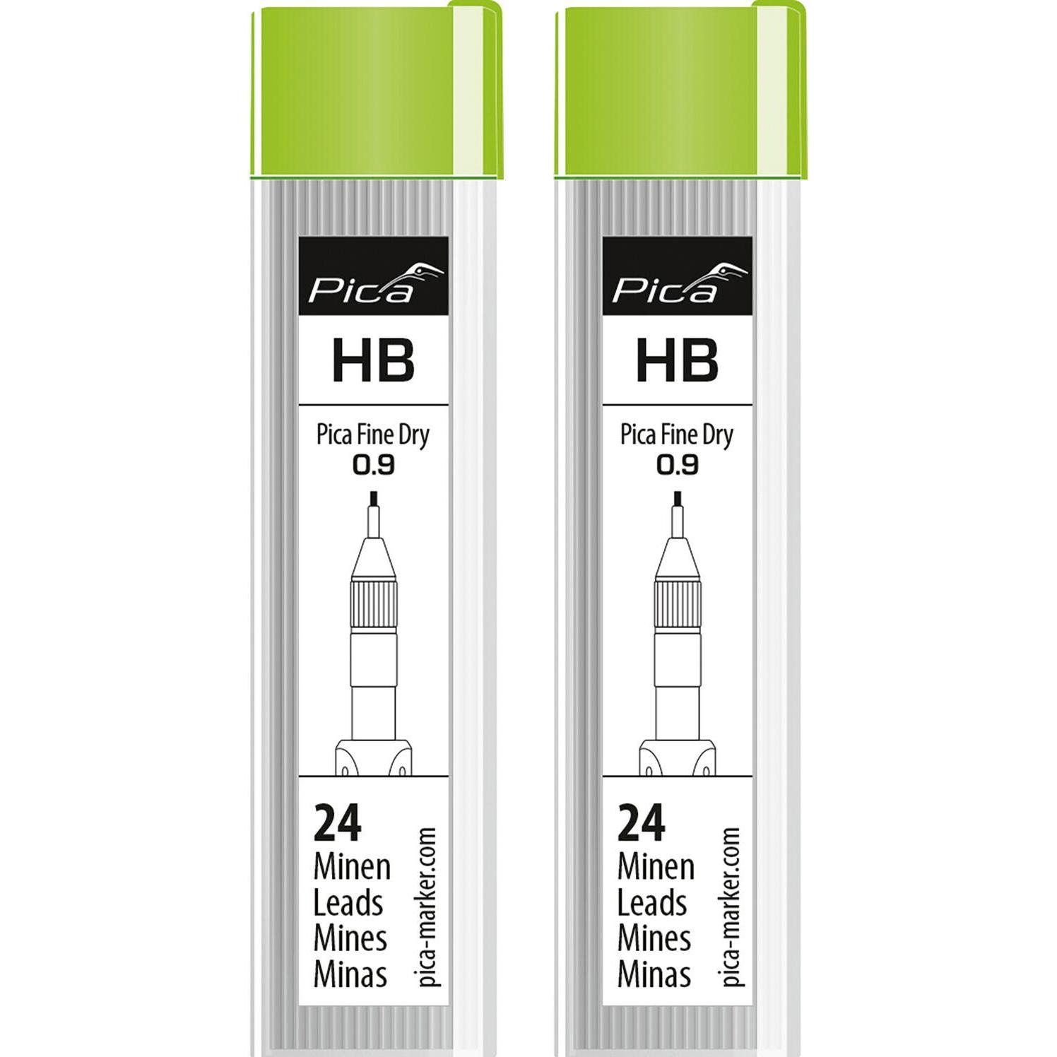 Vasalat, Ersatzpatrone, Pica Fine Dry Ersatzminen graphit 0.9mm Graphitminen HB Inhalt 48 Stück (Grün, 0.90 mm)