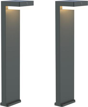 Diebold 2er Set Solar-Leuchte mit PIR,Gun Grey (180 lm, IP44)