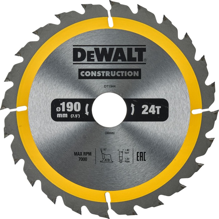 Immagine prodotto DeWalt Lama per sega circolare in carburo di tungsteno, Ø 190mm