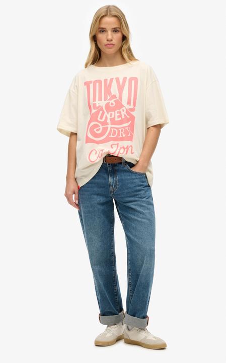 Produktbild Superdry Neonfarbenes T-Shirt in Übergrösse mit Regenbogen-Print (XS)