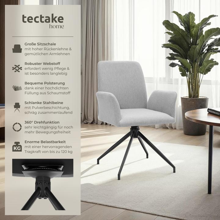 Image du produit tectake Fauteuil pivotant DAYA rembourré