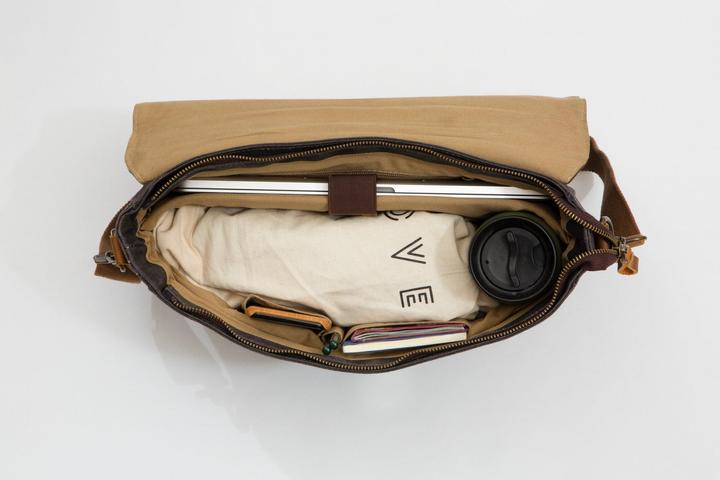 Actual product image Only-Bags.Store Work Satchel Messenger Bag, Wax Canvas Laptop Bag, Commuting Shoulder Bag, Briefcase