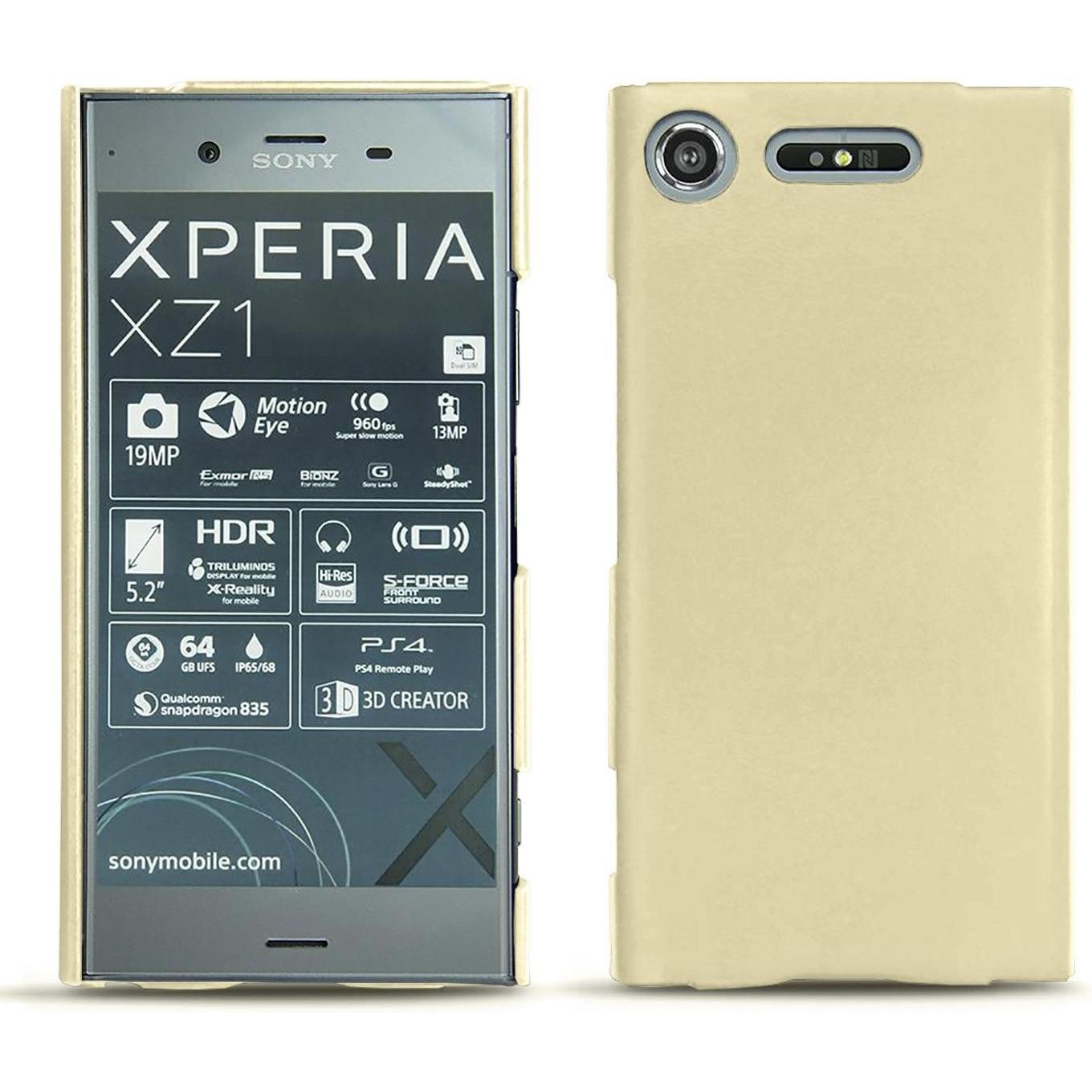 Noreve Lederschutzhülle (Sony Xperia XZ1), Smartphone Hülle, Beige