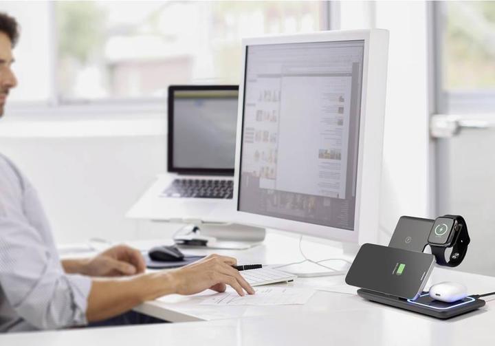 Produktbild Renkforce RF-QiWC3in1-01 induktive Ladestation Bis zu 3 Geräte gleichzeitig lade (15 W)