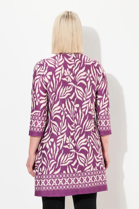 Actual product image Ulla Popken Two Color Border Print Stretch Knit Tunic (62)