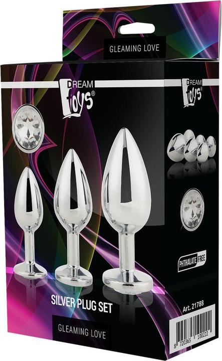Actual product image Dream Toys SET Gleaming Love Plug zestaw korków analnych Silver 3szt.